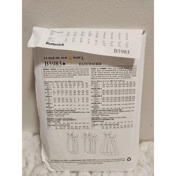 Butterick B5983 Sewing Pattern UNCUT Size 6-14 | Vintage Style 1950s Dress - Picture 10 of 10